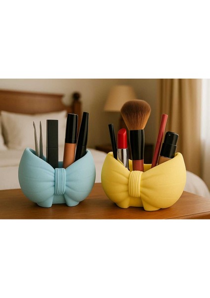 3'lü El Yapımı Kurdele Tasarımlı Saksı Seti - Handmade Taş Tozu Sukulent Mumluk Dekoratif Biblo 8cm