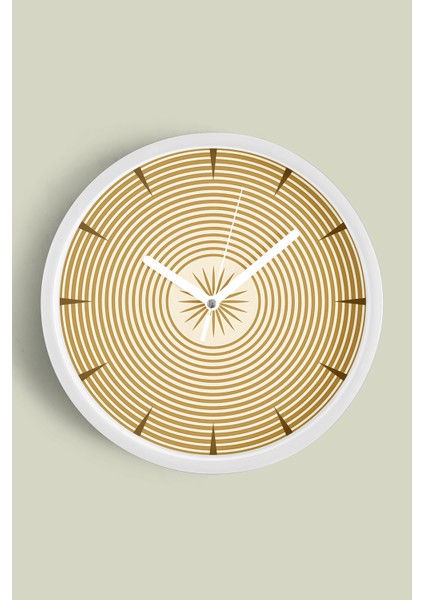 Soyut - Geometrik Temalı Modern Duvar Saati - 30CM - Önü Camlı Beyaz Kasa - Sessiz Mekanizma