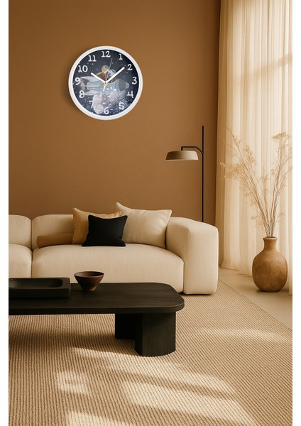 Yıldızlı Hayvanlı Uzay - Astronot - Astronomi Temalı Modern Duvar Saati - 30CM - Önü Camlı fiyatları