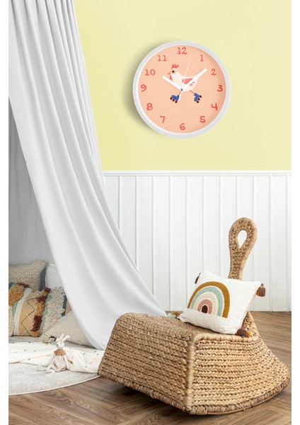 Paten Kayan Sevimli Tavuk Çocuk Odası Duvar Saati - 30CM - Önü Camlı Beyaz Kasa - Sessiz Mekanizma fiyatları