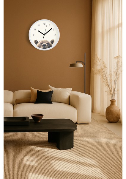 Sevimli Ayı Temalı Çocuk Odası Modern Duvar Saati - 30CM - Önü Camlı Beyaz Kasa - Sessiz Mekanizma fiyatları