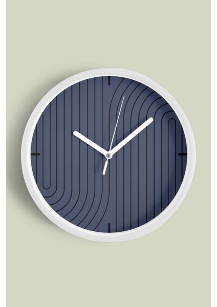 Soyut Tasarım Modern Duvar Saati - 30CM - Önü Camlı Beyaz Kasa - Sessiz Mekanizma