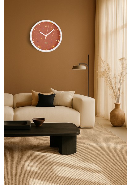 Gözcü Gökyüzü Modern Tasarım Duvar Saati - 30CM - Önü Camlı Beyaz Kasa - Sessiz Mekanizma fiyatları