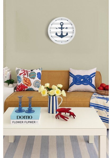 Çapa Tasarımlı Modern Duvar Saati - 30CM - Önü Camlı Beyaz Kasa - Sessiz Mekanizma fiyatları