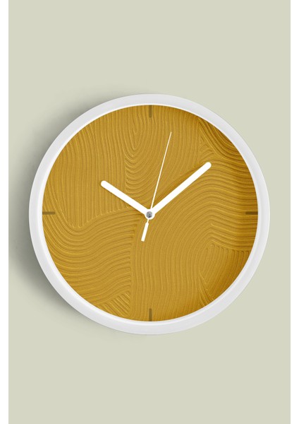 Soyut Alçı Görünümlü Modern Duvar Saati - 30CM - Önü Camlı Beyaz Kasa - Sessiz Mekanizma