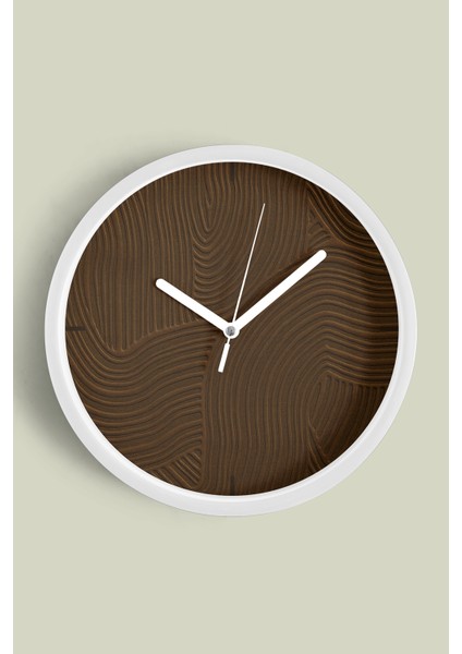 Soyut Alçı Görünümlü Modern Duvar Saati - 30CM - Önü Camlı Beyaz Kasa - Sessiz Mekanizma