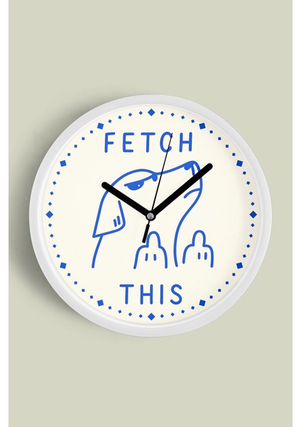 Karikatür Tamalı Köpek Tasarım Modern Duvar Saati - 30CM - Önü Camlı Beyaz Kasa - Sessiz Mekanizma