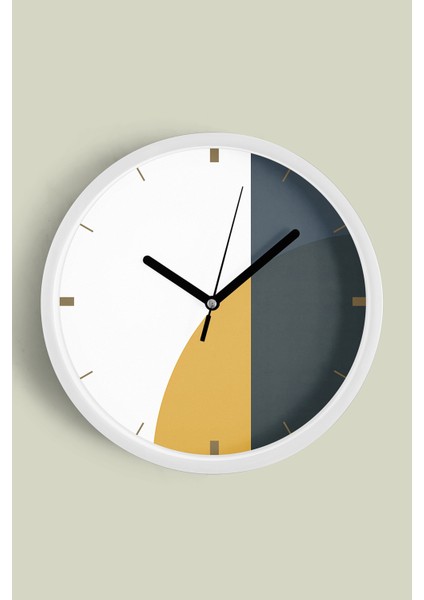 Modern Tasarım Duvar Saati - 30CM - Önü Camlı Beyaz Kasa - Sessiz Mekanizma