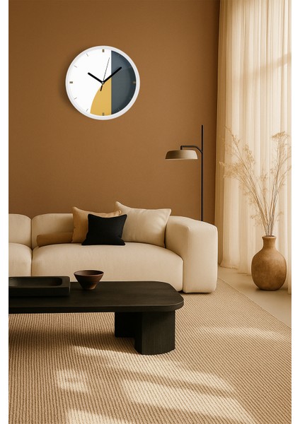 Modern Tasarım Duvar Saati - 30CM - Önü Camlı Beyaz Kasa - Sessiz Mekanizma fiyatları