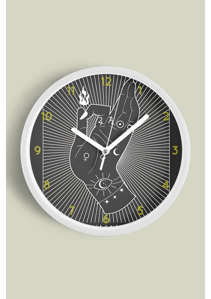 Tarot Destanı - Sihirbaz Modern Duvar Saati - 30CM - Önü Camlı Beyaz Kasa - Sessiz Mekanizma