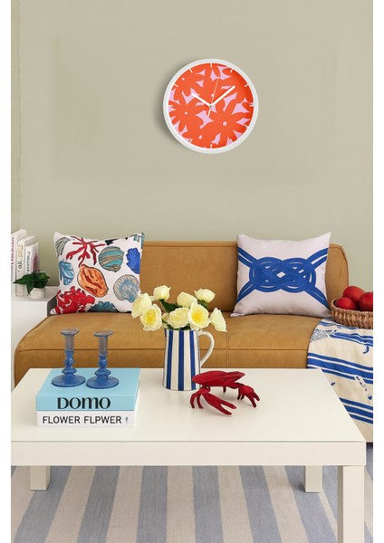 Soyut Çiçek Modern Duvar Saati - 30CM - Önü Camlı Beyaz Kasa - Sessiz Mekanizma fiyatları