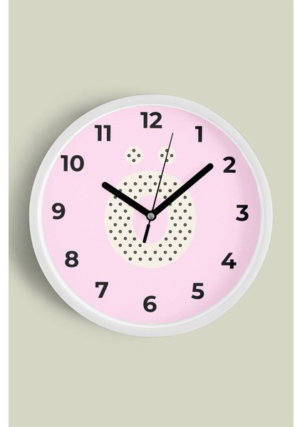 Ö Harfi Kız Odası Duvar Saati - 30CM - Önü Camlı Beyaz Kasa - Sessiz Mekanizma