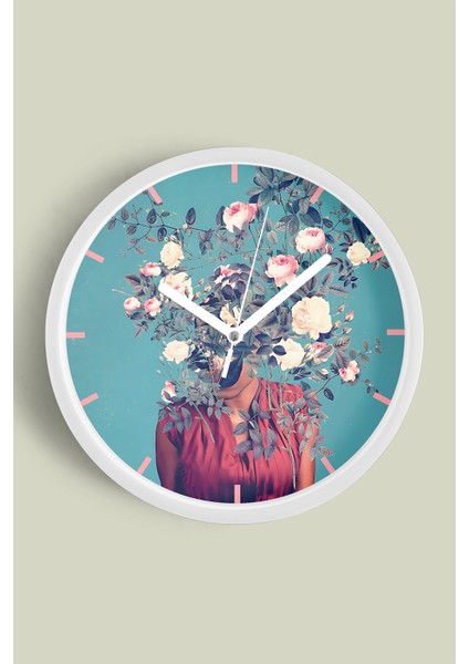 Modern Duvar Saati - 30CM - Önü Camlı Beyaz Kasa - Sessiz Mekanizma