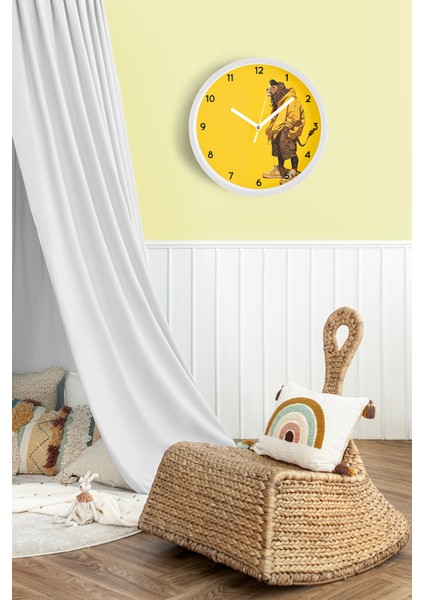 Cool Aslan Tasarım Modern Duvar Saati - 30CM - Önü Camlı Beyaz Kasa - Sessiz Mekanizma fiyatları