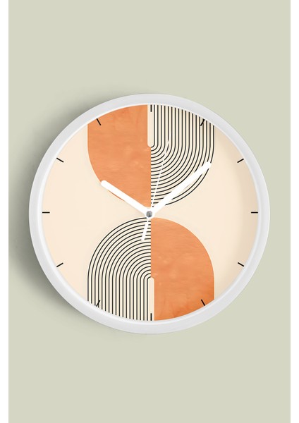 Modern Duvar Saati - 30CM - Önü Camlı Beyaz Kasa - Sessiz Mekanizma