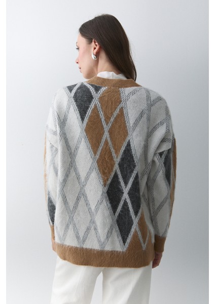 Camel Kemik Baklava Desenli Hırka - 251090 fırsatları