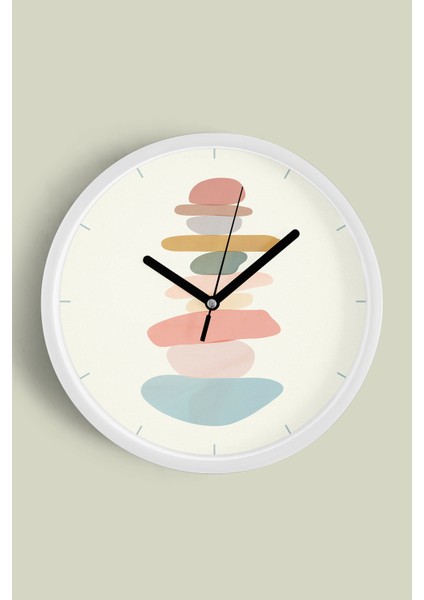 Renkli Modern Tasarım Duvar Saati - 30CM - Önü Camlı Beyaz Kasa - Sessiz Mekanizma