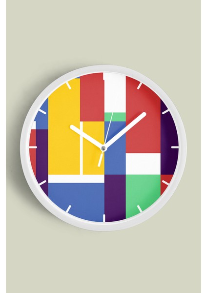 Modern Duvar Saati - 30CM - Önü Camlı Beyaz Kasa - Sessiz Mekanizma