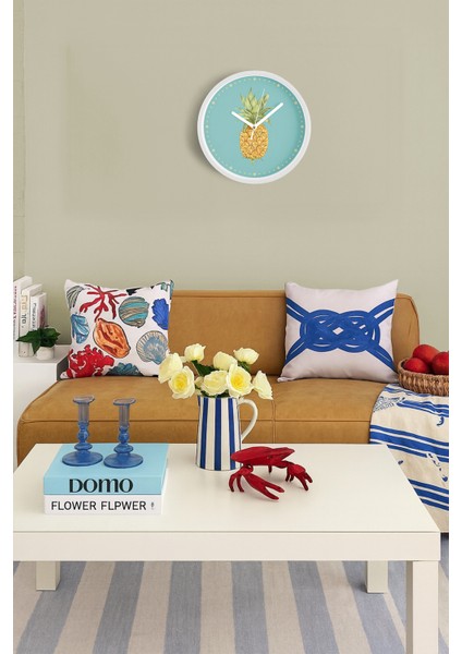 Ananas Tasarımı Mutfak Duvar Saati - 30CM - Önü Camlı Beyaz Kasa - Sessiz Mekanizma fiyatları