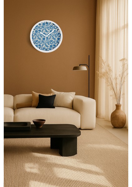 Soyut Renkli Çiçek Temalı Modern Duvar Saati - 30CM - Önü Camlı Beyaz Kasa - Sessiz Mekanizma fiyatları