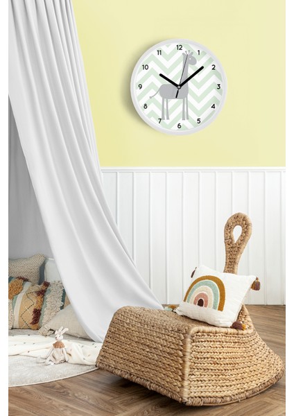 Sevimli Zürafa Çocuk Odası Modern Duvar Saati - 30CM - Önü Camlı Beyaz Kasa - Sessiz Mekanizma fiyatları