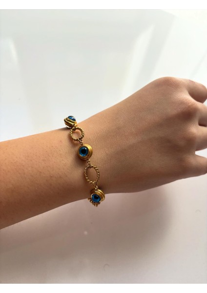 Gold Mavi Gözlü Zincir Bileklik fiyatları