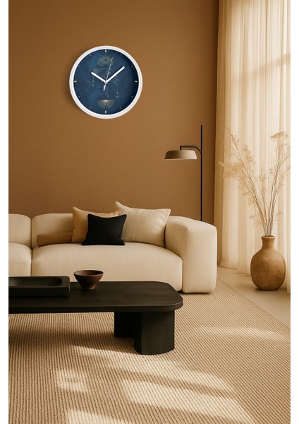 Ikizler Burcu - Burçlar Modern Duvar Saati - 30CM - Önü Camlı Beyaz Kasa - Sessiz Mekanizma fiyatları