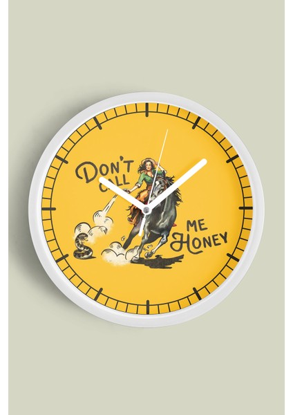 Soyut At Kovboy Temalı Modern Duvar Saati - 30CM - Önü Camlı Beyaz Kasa - Sessiz Mekanizma