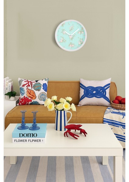 Soyut Çiçek Temalı Modern Duvar Saati - 30CM - Önü Camlı Beyaz Kasa - Sessiz Mekanizma fiyatları