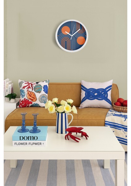 Soyut - Bohem - Geometrik Temalı Modern Duvar Saati - 30CM - Önü Camlı Beyaz Kasa - Sessiz Mekanizma fiyatları