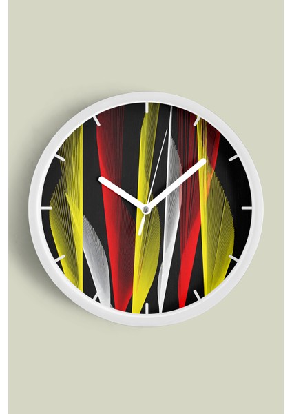 Soyut Modern Duvar Saati - 30CM - Önü Camlı Beyaz Kasa - Sessiz Mekanizma