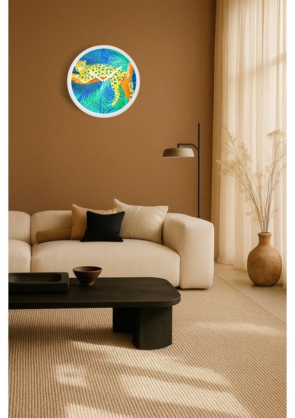 Tropikal Kaplan Temalı Modern Duvar Saati - 30CM - Önü Camlı Beyaz Kasa - Sessiz Mekanizma fiyatları