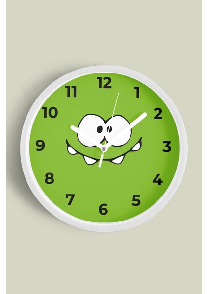 Çocuk Odası Duvar Saati - 30CM - Önü Camlı Beyaz Kasa - Sessiz Mekanizma