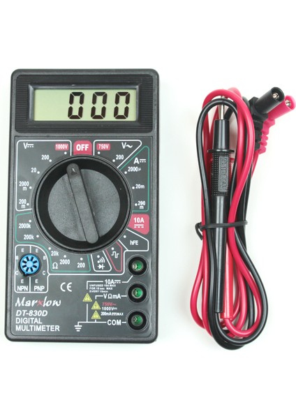 DT-830D Dijital Multimetre Avometre - Digital Ölçü Aleti - Akım, Voltaj, Direnç Ölçer - Marxlow