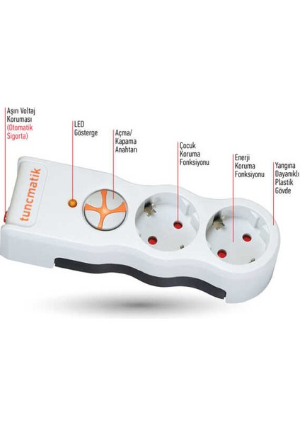 Enerji Koruma Prizi Powersurge 2'li Beyaz 525 JOULE (TSK5080) indirimleri