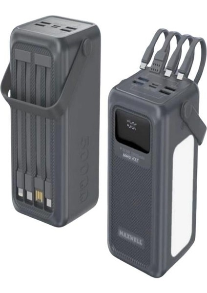 LED Fenerli Dahili Kablolu 22,5 W 50.000 Mah Hızlı Şarjlı Powerbank