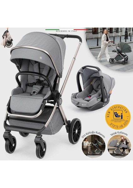 Milazzo Premium Travel Sistem Bebek Arabası Gri