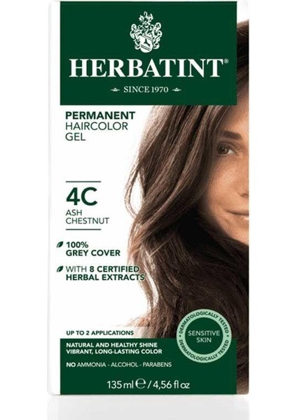 Bitkisel Özlü Kalıcı Saç Boyası | Küllü Kestane (Chatain Cendre 4c) 170 ml