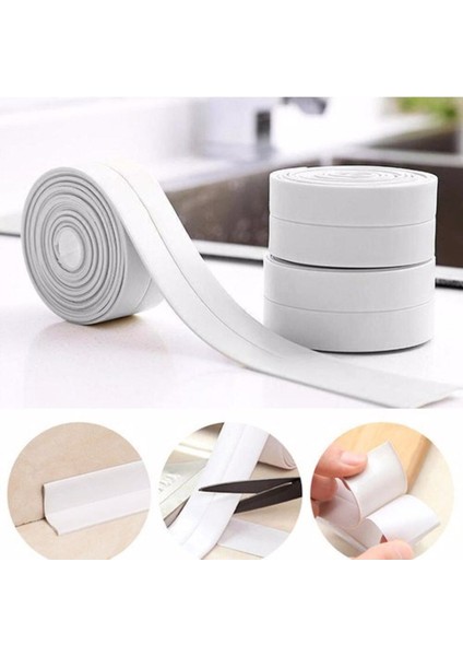 2'li Su Sızdırmaz Bant Banyo Mutfak Küvet Lavabo Tezgah Kenar Bant 3 Metre 38MM (2 Adet)