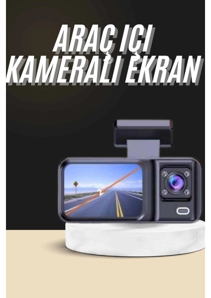 1080P Sürüş Kaydedici 2 Inç Araç Araba Ön Iç Arka Dvr IPS Ekran