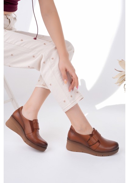 Kadın Hakiki Deri Taba Anatomik Taban Rahat Ayakkabı