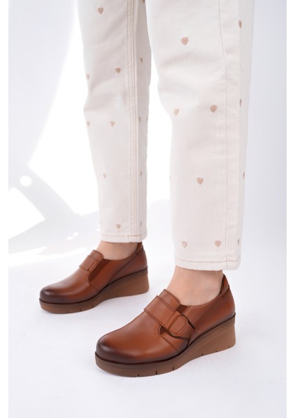 Kadın Hakiki Deri Taba Anatomik Taban Rahat Ayakkabı modelleri