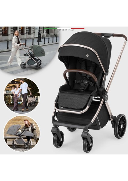 Milazzo Premium Çift Yönlü Bebek Arabası Siyah