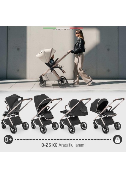 Milazzo Premium Çift Yönlü Bebek Arabası Siyah modelleri
