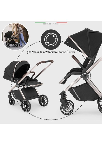 Milazzo Premium Çift Yönlü Bebek Arabası Siyah fırsatları