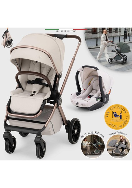 Milazzo Premium Travel Sistem Bebek Arabası Bej