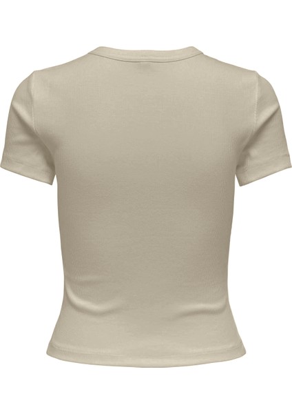 Onlval S/s O-Neck Top cc Jrs Kadın Bej T-Shirt - O15339774 fırsatları