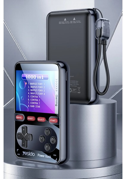 Dahili Retro Oyun Konsollu 10.000 Mah 2in1 Kablolu 20W Pd Hızlı Şarj Powerbank