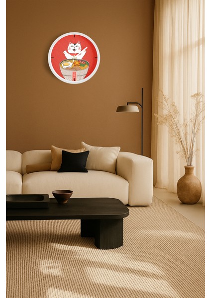 Sevimli Kedi Temalı Modern Duvar Saati - 30CM - Önü Camlı Beyaz Kasa - Sessiz Mekanizma fiyatları