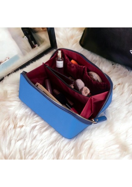 Ella Kadın Seyahat Kozmetik Bakım Makyaj Çantası Organizer Kobalt Mavi modelleri